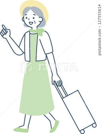 繼續旅行的資深婦女 繼續旅行的資深婦女 127555614