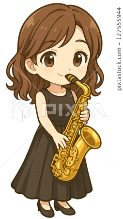 Girl playing the saxophone 127555944