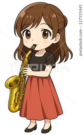 Girl playing the saxophone 127555945