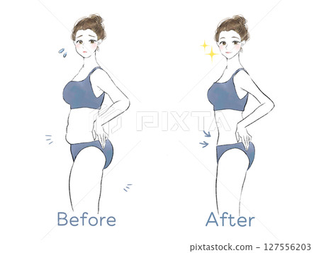 Before and after diet illustrations Before and after diet illustrations 127556203