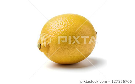 Fresh whole lemon mockup isolated on white background, for citrus branding, organic food visuals, or summer drink promotions. 127556706
