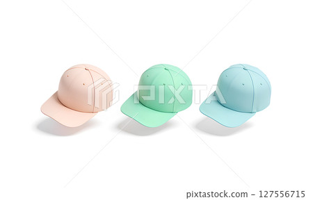 Blank colored jeans snapback mockup, no gravity. Blank colored jeans snapback mockup, no gravity. 127556715