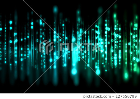 Neon glowing futuristic CPU circuit board background art: abstract digital binary code 127556799
