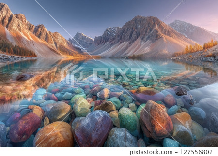 Autumn at Bow Lake in Banff National Park along the Icefields Parkway 127556802