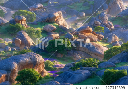 Kakadu National Park's Ubirr Rock is set aglow by the warm sunset light in NT Kakadu National Park's Ubirr Rock is set aglow by the warm sunset light in NT 127556899