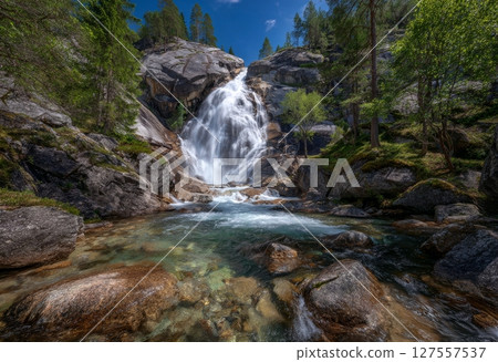 Salzburg's High Tauern National Park boasts the impressive Krimml Waterfalls 127557537
