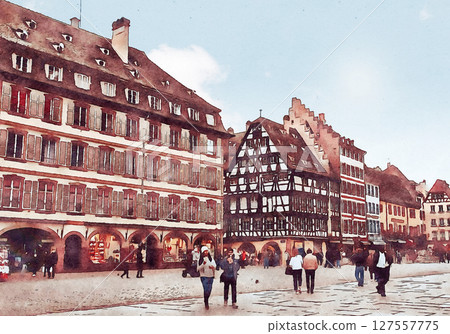 法國斯特拉斯堡老城區風景(AI 根據原始圖像生成) 法國斯特拉斯堡老城區風景(AI 根據原始圖像生成) 127557775