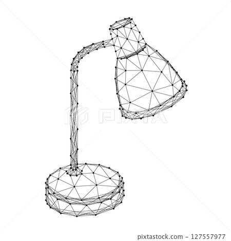 Lamp desk office from abstract futuristic polygonal black lines and dots. Low poly concept. Vector illustration. Lamp desk office from abstract futuristic polygonal black lines and dots. Low poly concept. Vector illustration. 127557977