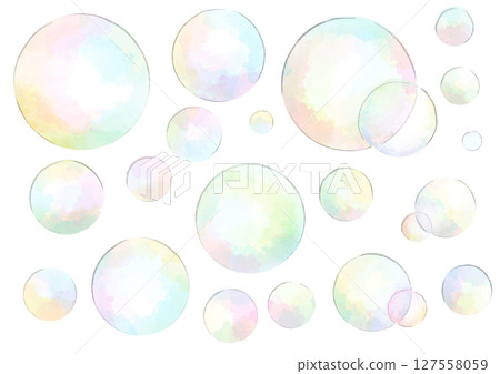 肥皂泡插圖，手繪，水彩風格 127558059