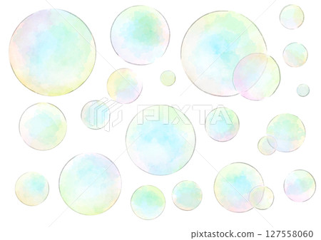 肥皂泡插圖，手繪，水彩風格 127558060