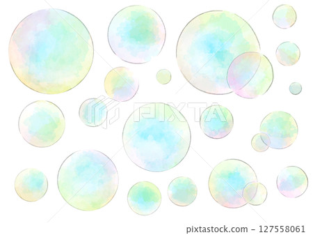 肥皂泡插圖，手繪，水彩風格 127558061