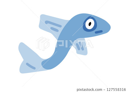 Cartoon Flying Fish Character Icon 127558316