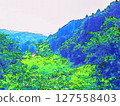 Mountains shining with fresh greenery 127558403