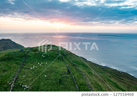 Aerial view of Dunmore Head by Portnoo in County Donegal, Ireland. Aerial view of Dunmore Head by Portnoo in County Donegal, Ireland. 127558408