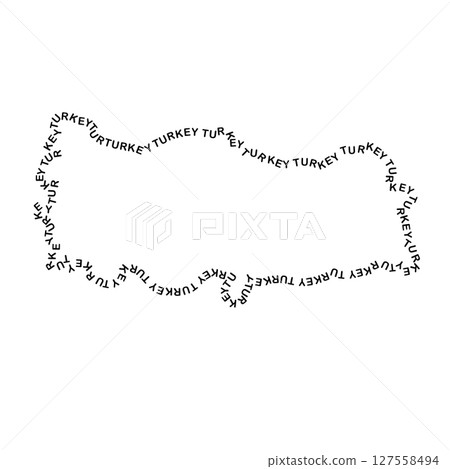 Turkey map country along contour of recurring english black words name of state 127558494