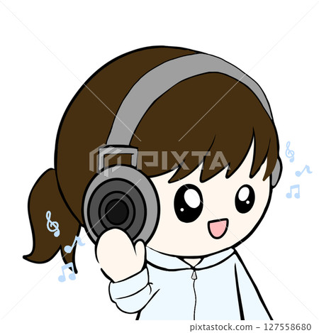 簡單耳機聽音樂的女孩 127558680