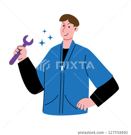 Male Mechanic Holding Wrench 127558892