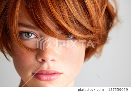 Close-Up of Girl with Red Hair and Freckles Close-Up of Girl with Red Hair and Freckles 127559059