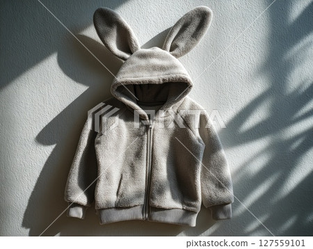 Fluffy Bunny Ear Hoodie for Kids Hanging on Wall Fluffy Bunny Ear Hoodie for Kids Hanging on Wall 127559101