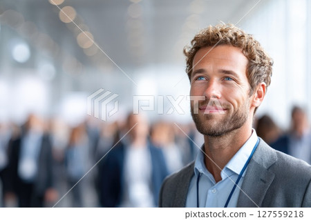 Young Businessman Smiling at Conference 127559218