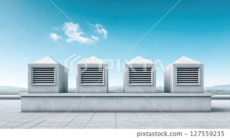 Four Rooftop Vents on Industrial Building 127559235