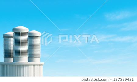 Industrial Air Ventilation System with Clear Blue Sky 127559481