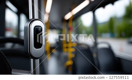 Bus Interior with Stop Request Button 127559511