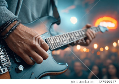 Electric Guitarist Performing Live at Music Concert 127559517