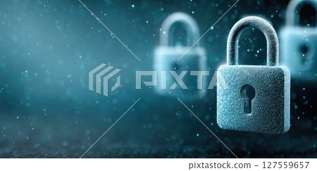 Futuristic Cyber Padlock with Digital Rain Futuristic Cyber Padlock with Digital Rain 127559657
