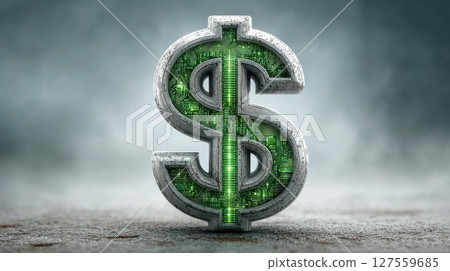 Digital Dollar Sign with Circuit Board Design 127559685