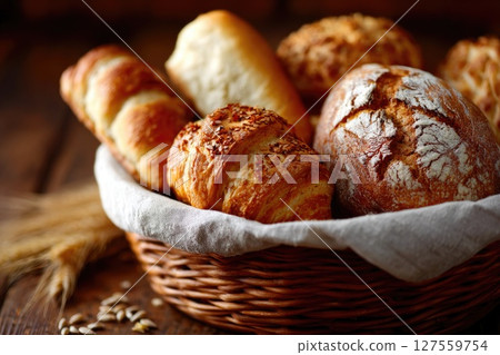 Variety of Artisan Breads in Warm Lighting Variety of Artisan Breads in Warm Lighting 127559754