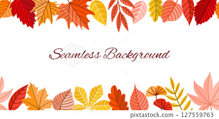 A beautifully colorful background design featuring seamless autumn leaves in vibrant hues A beautifully colorful background design featuring seamless autumn leaves in vibrant hues 127559763