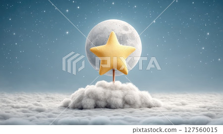 Dreamy Star and Moon in Night Sky Dreamy Star and Moon in Night Sky 127560015