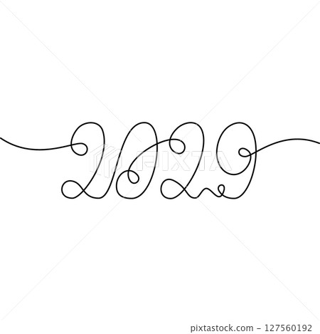 2029 Hand lettering decorative inscription One continuous line. Greetings or cards design concept 127560192