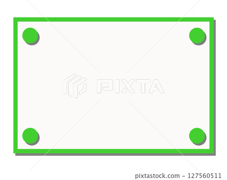 Green round pin-like corner decoration frame material, simple border frame on white background Green round pin-like corner decoration frame material, simple border frame on white background 127560511