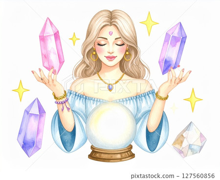 算命先生_女性_水彩風格 127560856