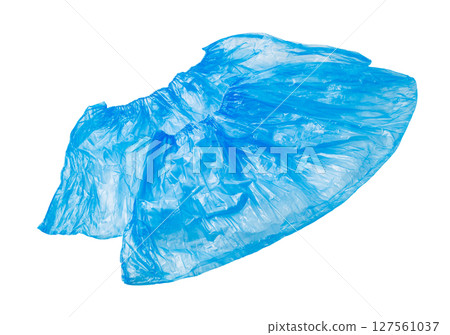 Medical shoe covers blue cellophane new, isolated on white background with clipping path 127561037