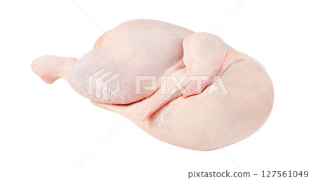 Raw chicken, half, chicken meat, isolated on white background with clipping path 127561049