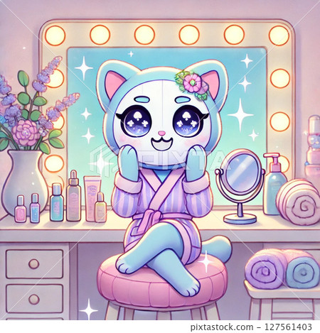 Nyancosme - Illustrations of cats putting on makeup 127561403