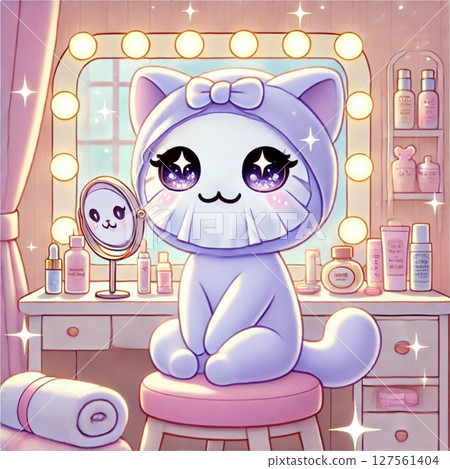 Nyancosme - Illustrations of cats putting on makeup 127561404