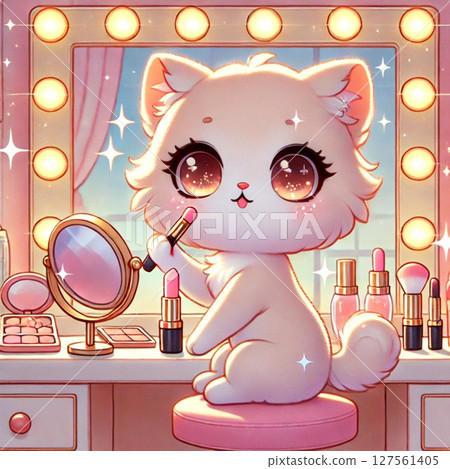 Nyancosme - Illustrations of cats putting on makeup 127561405