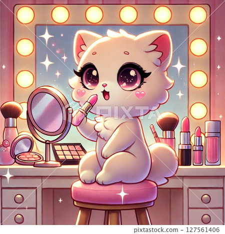 Nyancosme - Illustrations of cats putting on makeup 127561406