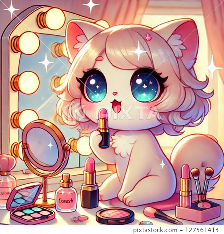 Nyancosme - Illustrations of cats putting on makeup Nyancosme - Illustrations of cats putting on makeup 127561413