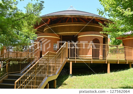 Nature experience play equipment in the children's playground 127562064
