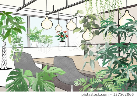 辦公室和室內植物插圖 127562066