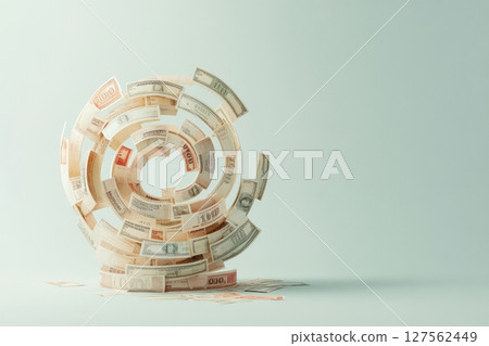A labyrinth made of currency notes and policy documents, symbolizing the complexity of economic policies, policy maze, financial regulation 127562449