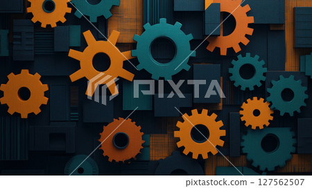 Abstract gears labeled tax and spending interlocking, symbolizing the dynamics of fiscal policy, fiscal policy, economic mechanism 127562507