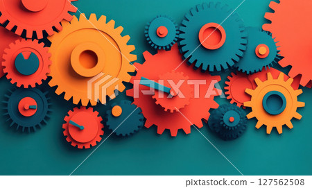 Abstract gears labeled tax and spending interlocking, symbolizing the dynamics of fiscal policy, fiscal policy, economic mechanism 127562508
