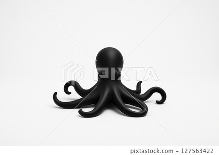 A simple black octopus object placed on a white background 127563422