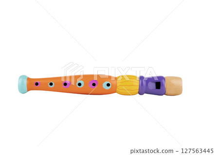 Children's Wooden Pipe on Isolated Background Children's Wooden Pipe on Isolated Background 127563445